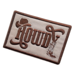 Howdy stiefel und hut cowboy gestickter aufnäher