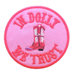 In dolly we trust cowboystiefel bestickter aufnäher