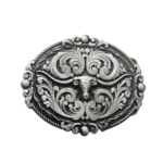 Kuhschädel blumige western gürtelschnalle - silber Kuhschädel blumige western gürtelschnalle - silber