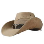 Leder cowboyhut mit netzkrone und bullhead