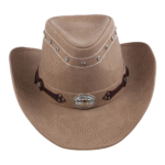 Leder cowboyhut mit westernen silbernen akzenten