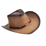 Leder western cowboyhut mit klassischen western details - stil 3