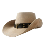 Ledercowboyhut mit bullenkopf und nieten