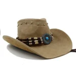 Lederwesternhut mit buntem türkis - Stil 4