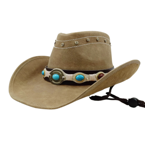 Lederwesternhut mit farbenfrohem türkis