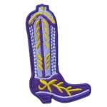 Lila cowboy-stiefel bestickter aufnäher