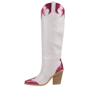 Metallisch bortierte kniehohe cowgirl stiefel