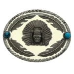 Native chief western cowboy gürtelschnalle - weiß