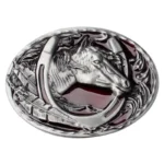 Pferd und hufeisen gürtel schnalle - rot