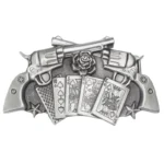 Poker und revolver western gürtelschnalle für männer