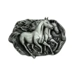 Rennende pferde western gürtelschnalle - silber