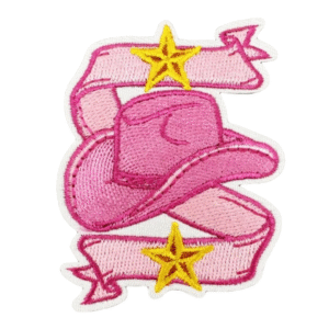 Rosa cowboyhut und band western bestickter aufnäher
