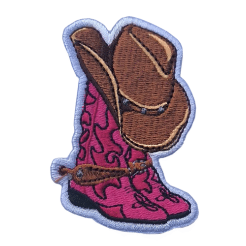 Rosa cowboystiefel und hut besticktes patch