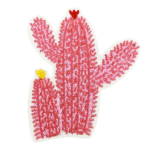 Rosa kaktus cowboy bestickter bügelpatch