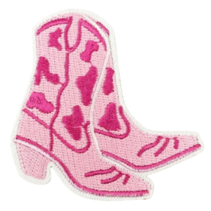 Rosa kuhmuster cowboystiefel bestickter aufnäher
