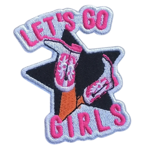 Rosa stern los geht's mädels cowboy gesticktes patch