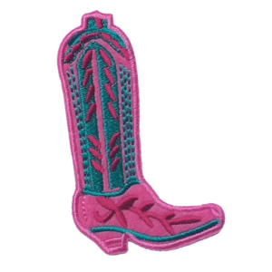 Rosa und türkis cowboystiefel bestickter aufnäher