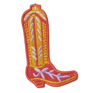 Roter und gelber cowboystiefel-bestickter aufnäher