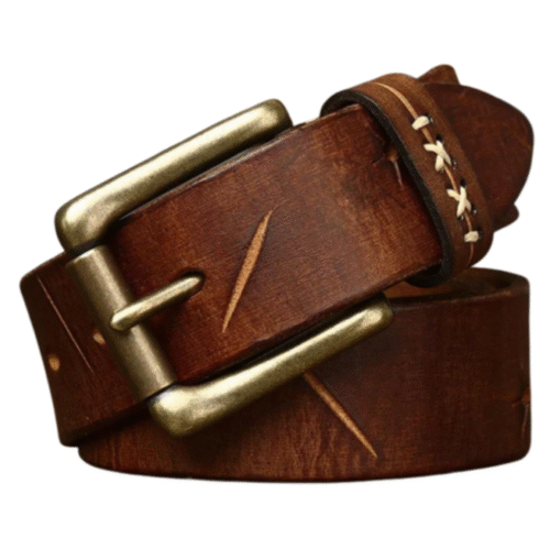 Rustikaler western ledergürtel mit handgenähten details