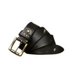 Rustikaler western ledergürtel mit handgenähten details - schwarz