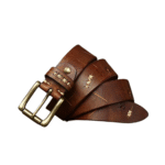 Rustikaler western ledergürtel mit handgenähten details - khaki