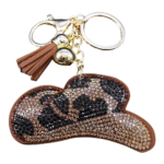 Schmuckstein cowboyhut schlüsselanhänger mit quaste und goldenen akzenten