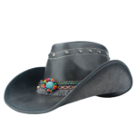 Schwarzer ledercowboyhut mit perlenband