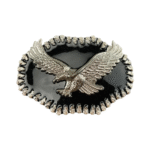 Silberfarbener adler western gürtelschnalle mit schwarzem emailfinish