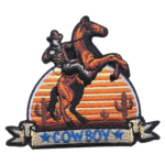 Sonnenuntergang reitender cowboy bestickter aufnäher Sonnenuntergang reitender cowboy bestickter aufnäher