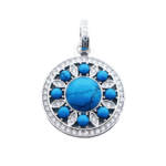 Sterlingsilber western runder anhänger mit türkissteinen