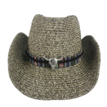 Stierschädel-strohwesternhut mit farbigem band