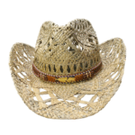 Stroh cowboyhut mit lederblattband