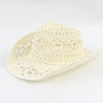 Strohcowboyhut mit offenem flechtmuster - beige