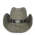 Strohcowboyhut mit stern-concho-band - kaffee