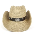 Strohcowboyhut mit stern-concho-band - khaki