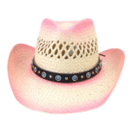 Strohcowboyhut mit türkis besetztem band Strohcowboyhut mit türkis besetztem band