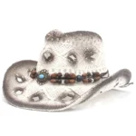 Strohcowboyhut mit türkisem akzent - weiß