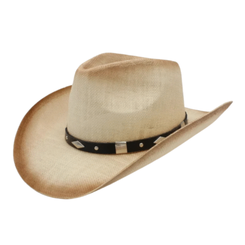 Strohhut mit diamanten conchos akzenten