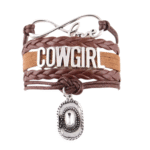 Unendliche Liebe Western Armband mit Lederwickel und Hutanhänger - Schwarze Cowgirl Unendliche Liebe Western Armband mit Lederwickel und Hutanhänger - Schwarze Cowgirl