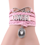 Unendliche liebe western armband mit lederwickel und hutanhänger - rosa cowgirl Unendliche liebe western armband mit lederwickel und hutanhänger - rosa cowgirl