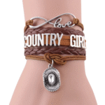 Unendliche liebe western armband mit lederwickel und hutanhänger - braunes landmädchen Unendliche liebe western armband mit lederwickel und hutanhänger - braunes landmädchen