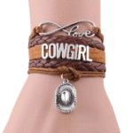 Unendliche liebe western armband mit lederwickel und hutanhänger - braune cowgirl Unendliche liebe western armband mit lederwickel und hutanhänger - braune cowgirl