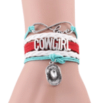 Unendliche liebe western armband mit lederwickel und hutanhänger - weiße cowgirl Unendliche liebe western armband mit lederwickel und hutanhänger - weiße cowgirl