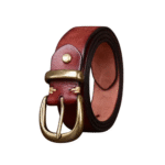 Unisex echtleder-westerngürtel mit kupferstift-schnalle - rötlich braun