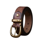 Unisex echtleder-westerngürtel mit kupferstift-schnalle - braun