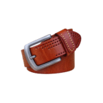 Unisex western ausgehöhlt kuhhautledergürtel mit stiftschnalle - tan