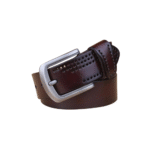 Unisex western ausgehöhlt kuhhautledergürtel mit stiftschnalle - Dunkelbraun