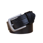 Unisex western ausgehöhlt kuhhautledergürtel mit stiftschnalle - schwarz