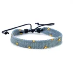 Verstellbares western denim wrap armband für damen - hellblau