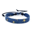 Verstellbares western denim wrap armband für damen - mittelblau